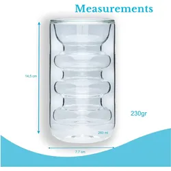 Intirilife Thermo Kaffee Tee Glas 260 ml Rillen Style, Trinkgläser, Transparent