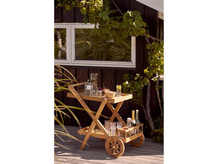 Desserte en acacia massif Athami Teck massif huilé 86 x 81 x 50cm Bois/Marron