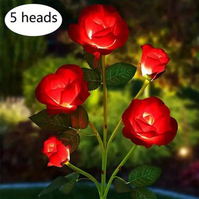 Uplift Picks Decorative Solar Rose Garden Lights 5 Head LED Flower Lawn Lamp red 5 Heads