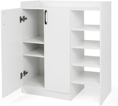 Costway Shoe Cabinet with 2 Doors Shoe Storage Organizer with 2 Adjustable Inner Shelves-White