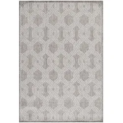 Teppich Outdoor Geometrisch Wetterfest Waschbar Strapazierfähig Balkon Terrasse Küche OEKO-TEX Grau 200x290 cm – ORLA von Kadima Design