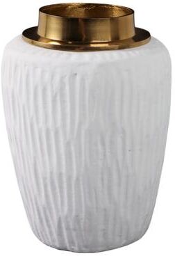 Sagebrook Home Pottery Metal Vase Earthenware Handcrafted Tapered Textured Surface