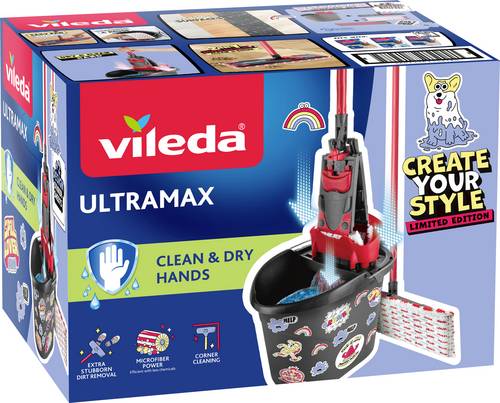Vileda 183753 ULTRAMAX MY STYLE Box - Dirt is Good Bodenwischer-Set Anthrazit, Rot 1St.
