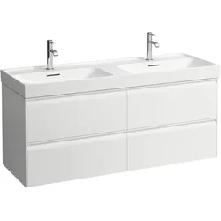 Waschtischunterbau, MEDA, 448x1284x515, mit 4 Schubladen, 2 Ordnungssysteme, integrierte Griffleiste, Vollauszug und Soft-Close, für Waschtisch MEDA H814112 (130 cm), weiß matt