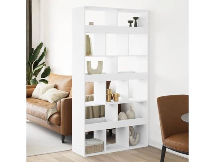 LPERTGFHU Raumteiler/Regal 100x33x187.5 cm, Weißes 15 offene Fächer, Vielseitiger Raumtrenner, Pflegeleichte Oberfläche