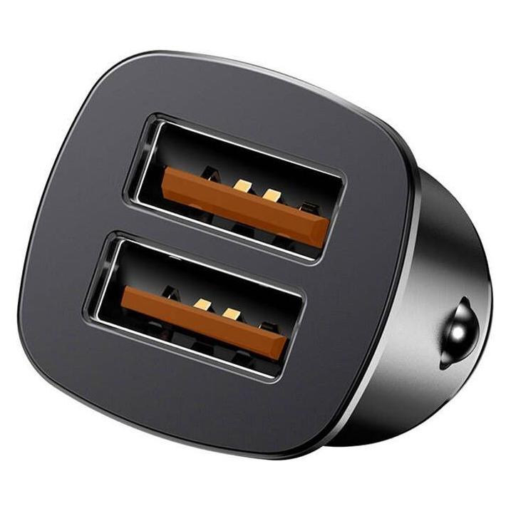 Baseus Square metal A+A 30W Dual QC3.0 Quick Car Charger Black (CCALL-DS01)
