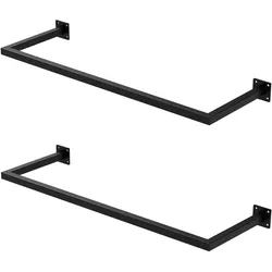 ML-Design Kleiderstange 2er-Set 90x30 cm Schwarz – rechteckige Garderobenstange aus Stahl in U-Form, inkl. Montagematerial, Kleiderständer zur