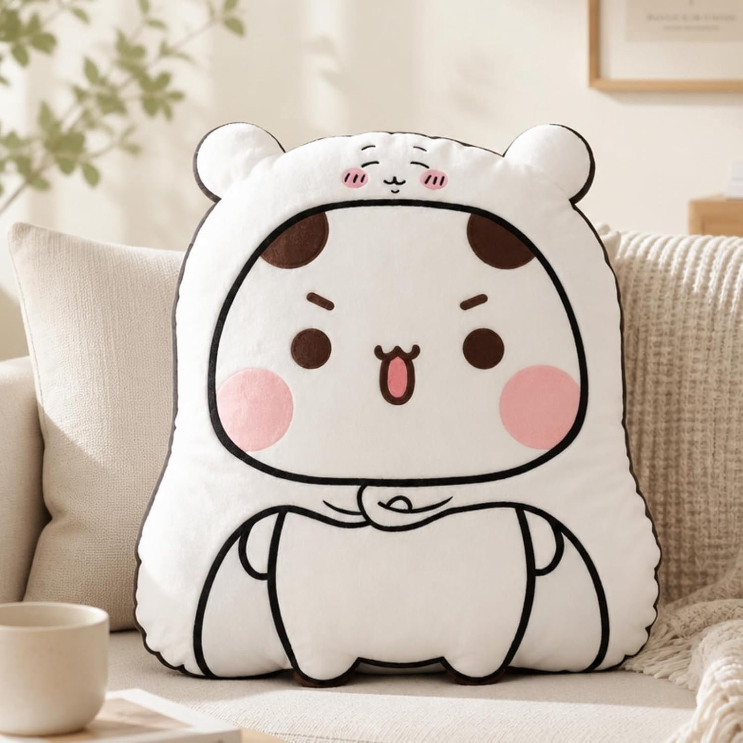 Bubu Dudu knuffelkussen, schattige cartoon panda van zacht pluche, 38 cm