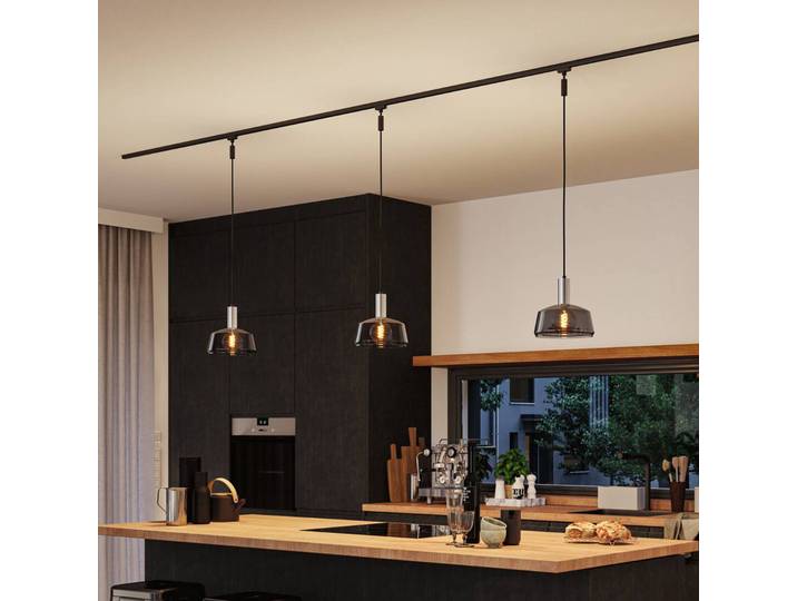 Paulmann URail-Lampenschirm Neila 2Easy, Ø 23 cm, Rauchglas URail 2Easy, alu / grau / zink, für Wohn- / Esszimmer, Glas, Modern