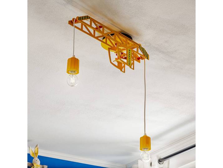 Elobra Deckenlampe Bodo, dimmbar, gelb / orange, für Kinderzimmer, Holz, Deckenlampe