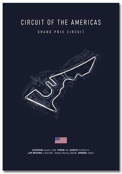 Uplift Essentials F1 Track Circuit Wall Art Minimalist Motorsport Canvas Painting For Home Decor And Race Fans circuit Of The Americas 12 X 16 In
