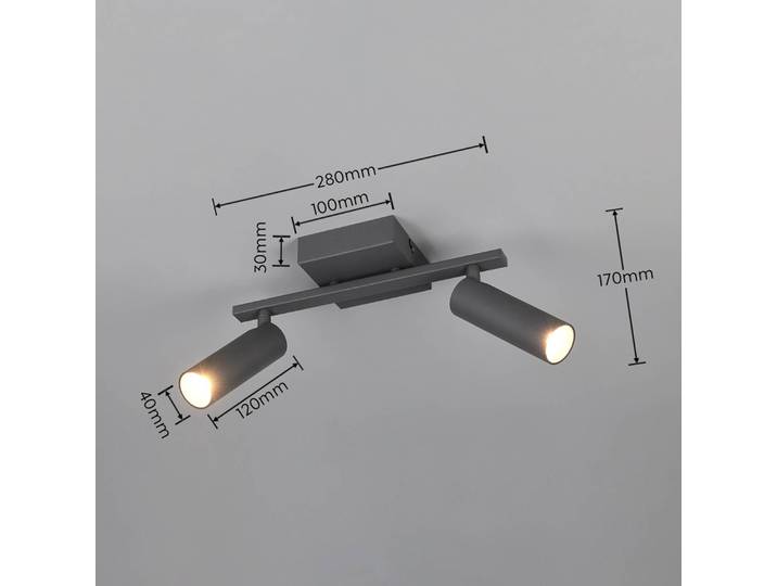 Trio Lighting Deckenstrahler Dara, Länge 28 cm, anthrazit, Metall, 2-flg. Dara, schwarz, für Wohn- / Esszimmer, Metall, Modern, Downlights