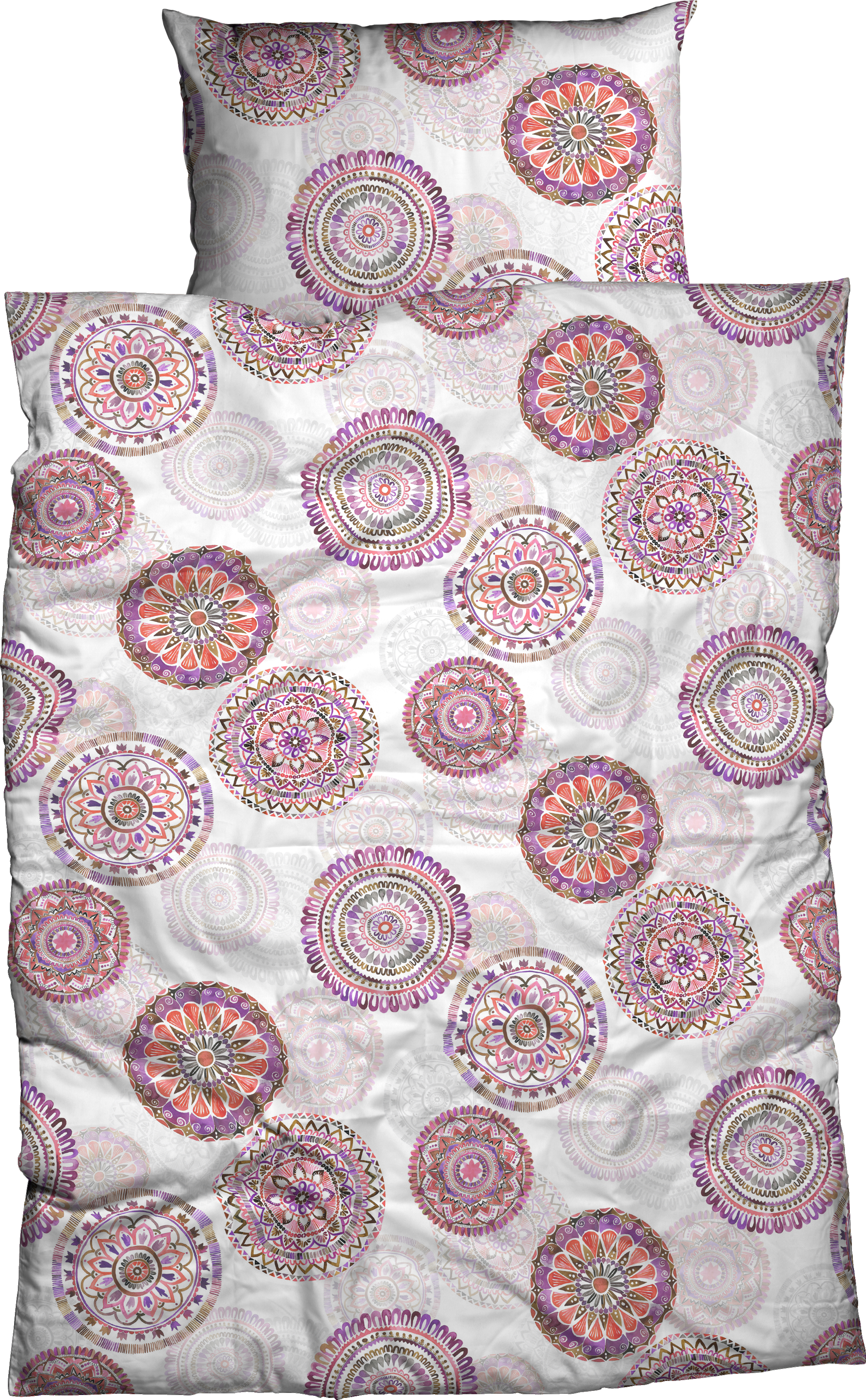 Bettwäsche CASATEX "Rozette", rosa (rose, violet), B/L: 155cm x 220cm, 1 Stk., 1 Stk., Satin, B/L: 80cm x 80cm, 2 Stk., Satin, Obermaterial: 100% Baumwolle, Bettwäsche, Bettwäsche, verschiedene Mandalas, modernes Design rose, violet B/L: 155cm x 220cm, 1 