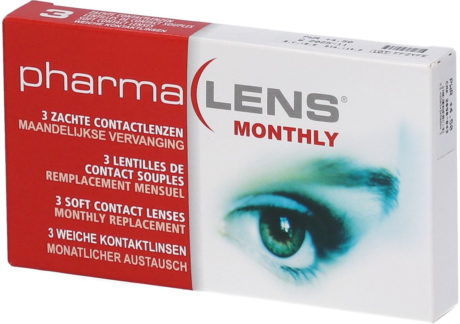PharmaLens Maandlenzen (Dioptrie +4.50) 3 St Kontaktlinsen
