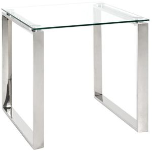 Haku-Möbel Beistelltisch 18779, transparent / silber, quadratisch, 55 x 55 cm (B/H), aus Glas / Metall