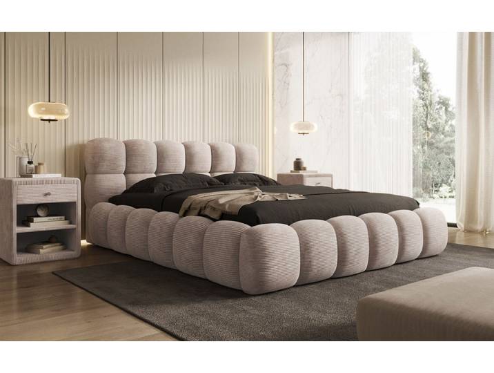 Designer Polsterbett Boston Cord mit Stauraum - 180x200 - Salbei - Luxusbetten24