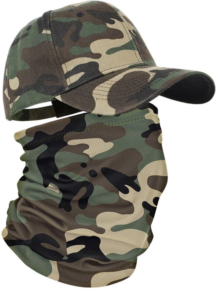 INF Tarnmuster 2‑teiliges Set: Atmungsaktive Mesh-Baseballcap + schnell trocknender Schlauchschal für Sonnenschutz, Wind- und
