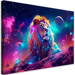 WANDBILD neon löwe abstraktion