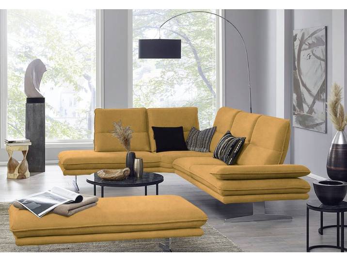 Ecksofa, Gelb (Kurkuma Z69), 284x224 cm, Longlife Xtra-Leder, Sitztiefenverstellung, Modern