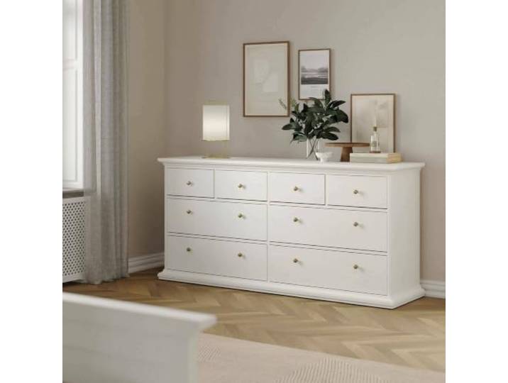 Dmora - Kommode Coraline, Mehrzweckkommode, Schlafzimmerkommode, Schrank mit Schubladen, 183x49 h87 cm, Weiß