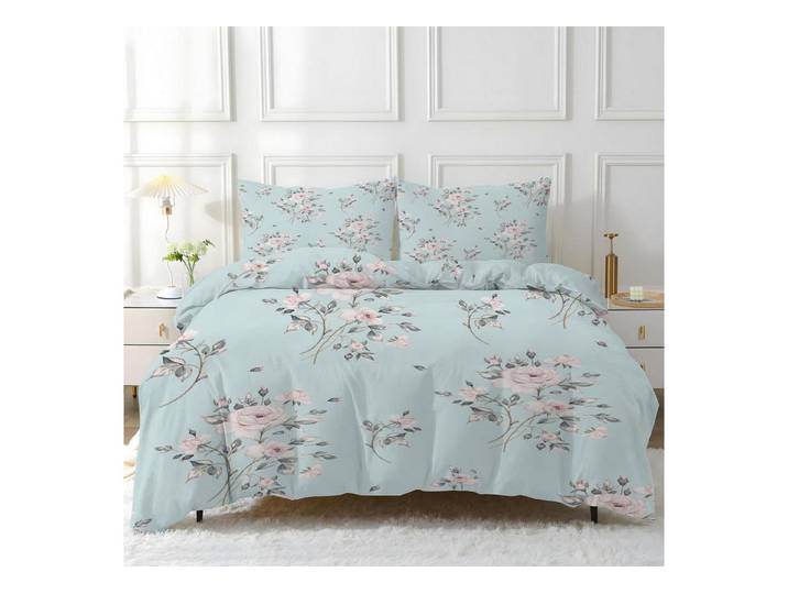 LuxusKollektion Kinderbettwäsche Bettwäsche 200x220 Grün Blumig 3tlg