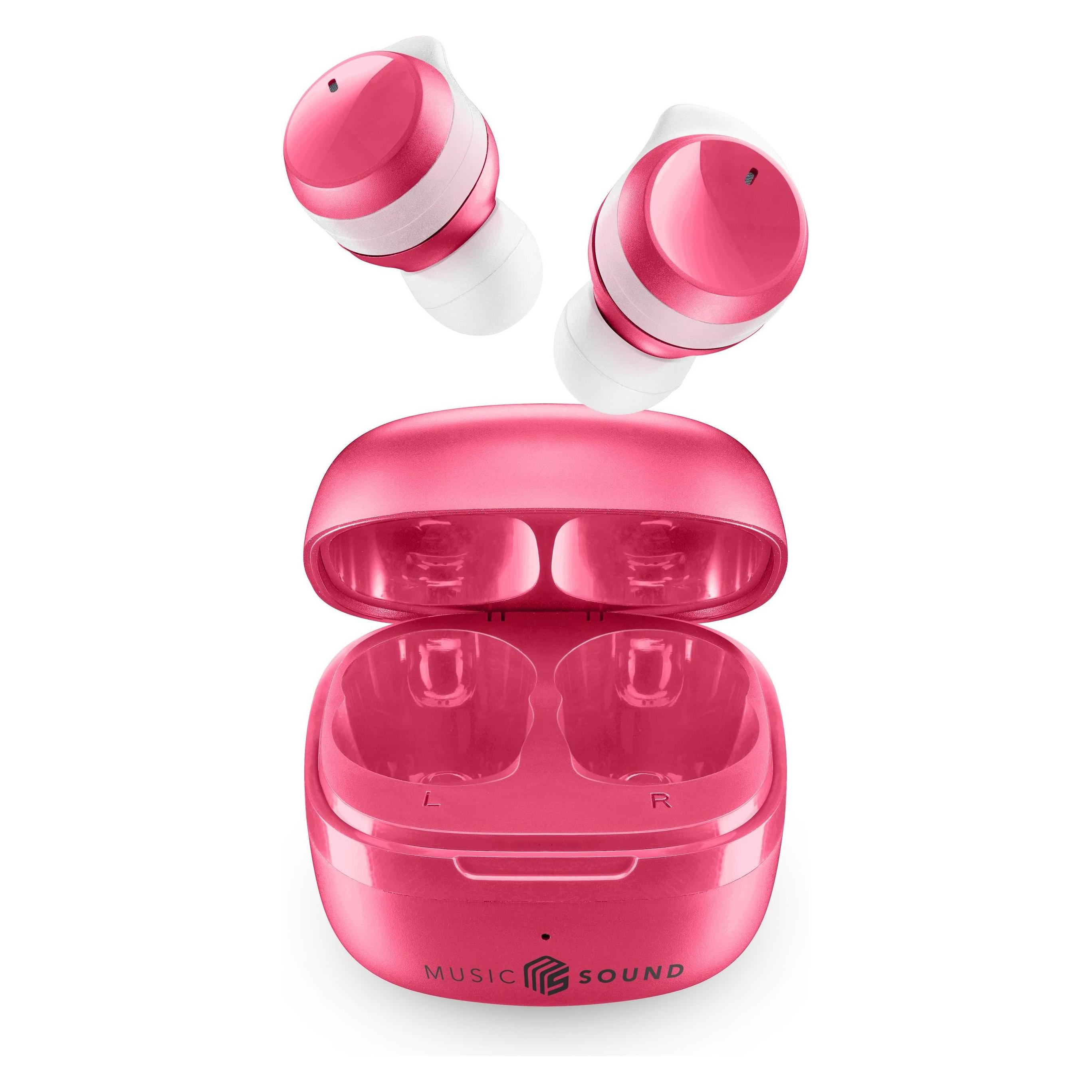 Cellularline Music Sound Flow Kabelloses In-Ear-Headset Musik und Bluetooth-Anrufe Rosa (Keine Geräuschunterdrückung, 25 h, Kabellos) (BTMSTWSFLOWP)