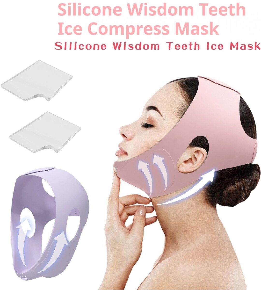 INF V-Line Lifting Silikon-Gesichts-Eismaske – Wiederverwendbare Heiß- und Kalt-Gelpackung für Kiefergelenk, Kühlung nach Transparentes Weiß