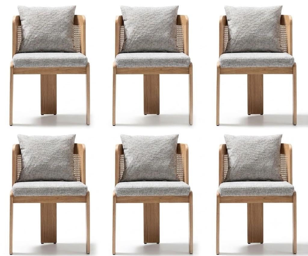 JVmoebel Stoelset Scandinavisch Design in Wit Stof en Hout voor de Woonkamer