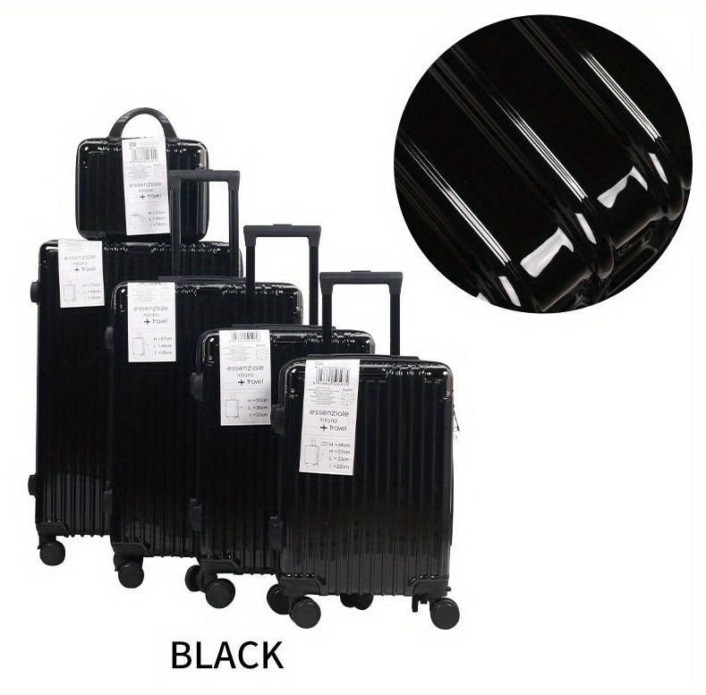 Reiseset - 5-teiliges Koffer-Set mit Trolleys - Hartschalenkoffer aus PVC - Schwenkräder - Schwarz