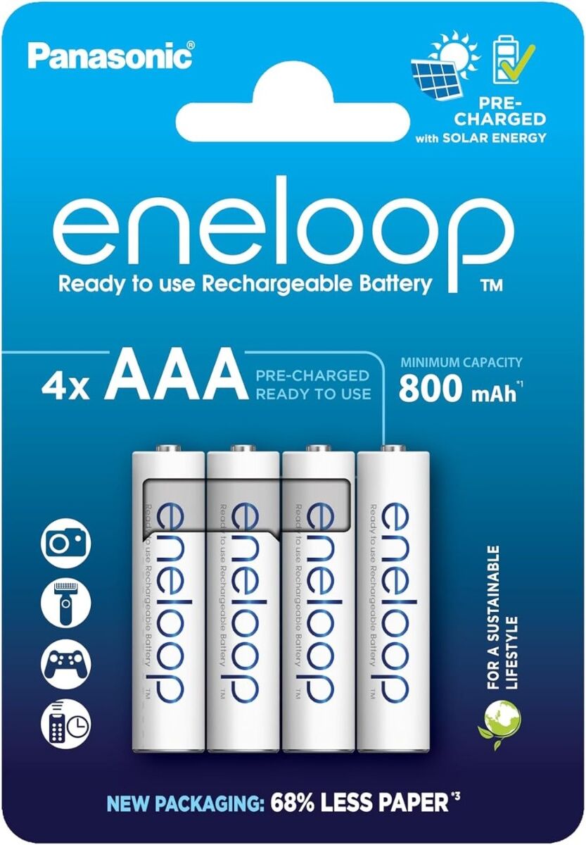 Panasonic Eneloop AAA 800mAh Rechargeable Batteries   4 Pack