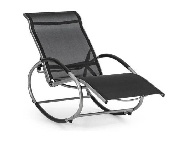 Blumfeldt Santorini Fauteuil à bascule chaise longue aluminium polyester -noir