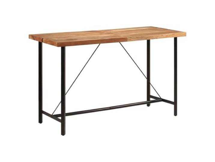 Fisinber Bartisch 180x70x107 cm Massivholz Akazie Stehtisch Eisengestell Stilvoller Partytisch aus Echtholz mit stabilem Metallgestell, vielseitig einsetzbar in Küche, Esszimmer oder Balkon.