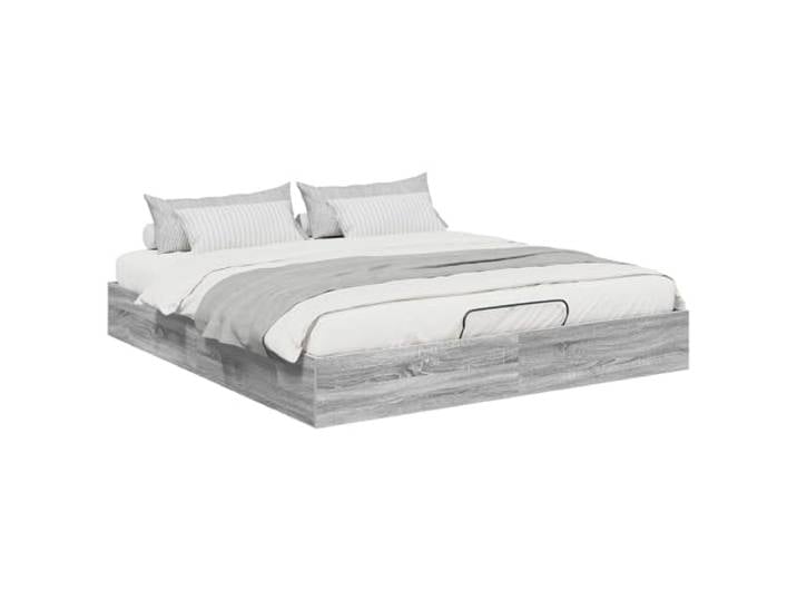SKTQYQO Ottomanbett Sonoma Grau 203 x 180 x 25 cm Holztechnik, Gasdruckfeder, Bettkasten, 240 kg Kapazität