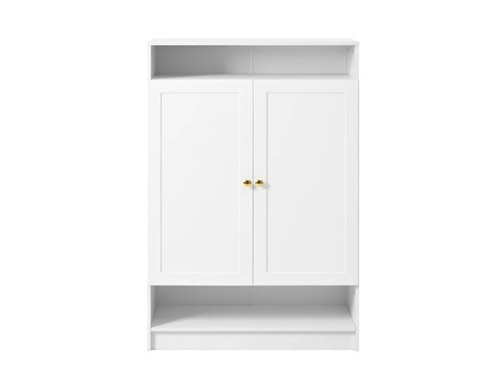 Feuille épaissie Armoire à chaussures moderne avec étagères réglables poignées dorées commode à chaussures avec 2 portes blanc