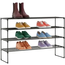Relaxdays Schuhregal Metall Schwarz
