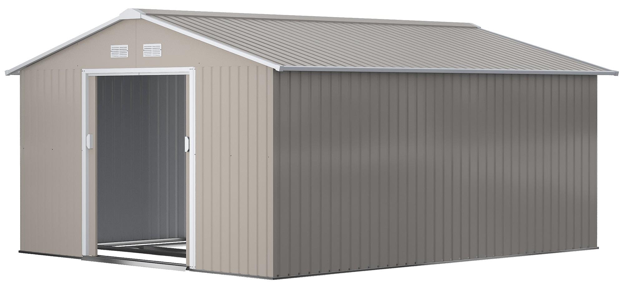 Metall-Gartenhaus für Gartengeräte | Farbe: Grau | Abmessungen: 386x340x200 cm