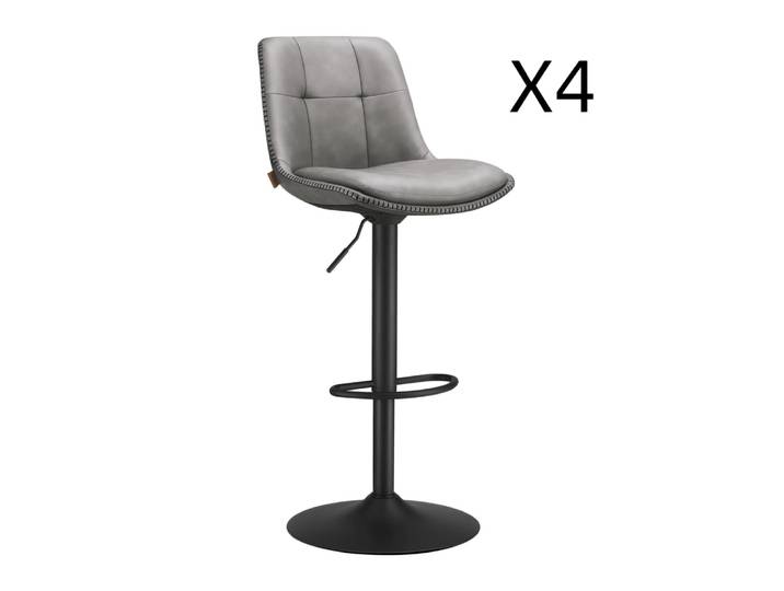 Ensembles de 4 tabourets de bar hauteur réglable gris