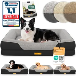 ELONEO Orthopädisches Hundebett, Schwarz - Größe M