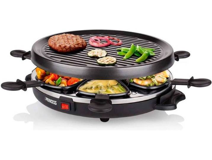 Princess Gourmetstel 162725 - Raclette Grill Party – 6 personen – Anti aanbaklaag - Rond model