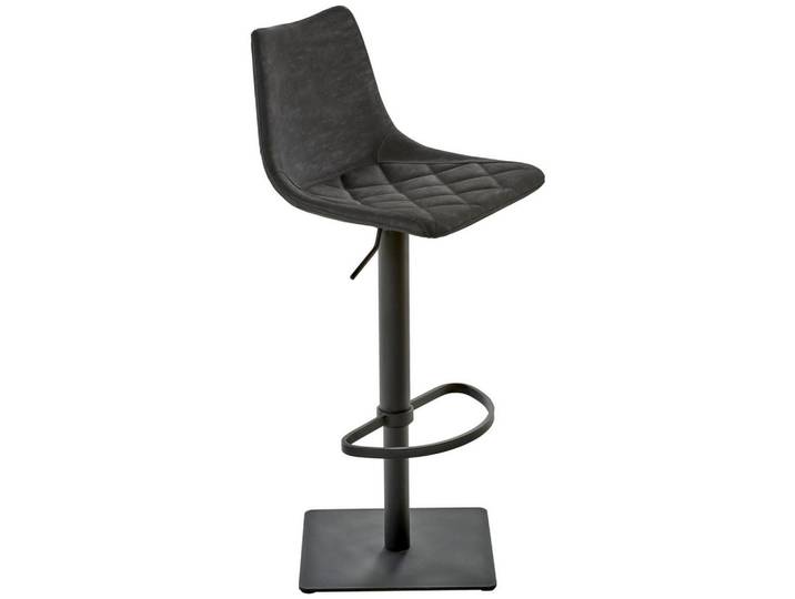 Novel Barhocker, Schwarz, Metall, Bodenplatte, 43x85 - 110x46 cm, Sitzfläche 360° drehbar, Stoffauswahl, Esszimmer, Barmöbel, Barhocker