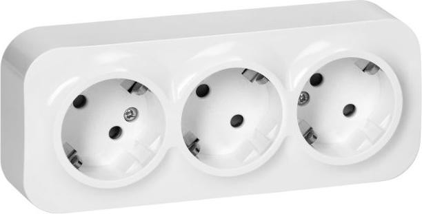 ORNO Wandcontactdoos met drie Schuko stopcontacten, ToDo 2P+Z, IP20, wit