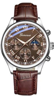 Friendly Fresh Finds Minimalist Mens Quartz Watch With Premium Brown PU Leather Strap brown