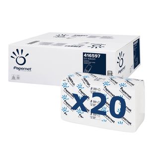 Papernet Papierhandtücher 416597, 2-lagig, Interfold-Falz, weiß, Tissue, 20,3 x 32 cm, 3000 Stück
