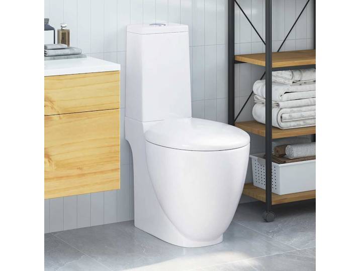 vidaXL Keramik-Toilette Abgang Horizontal Weiß