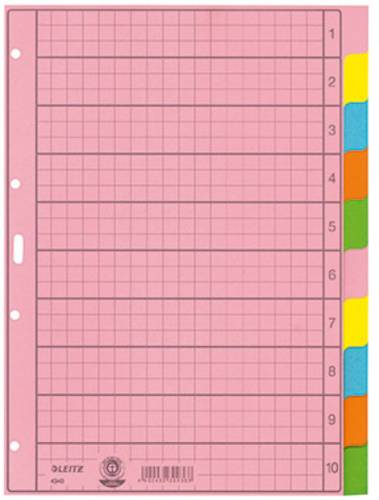 Leitz 4340 Register DIN A4 blanko Tauenpapier Mehrfarbig 10 Registerblätter 43400000