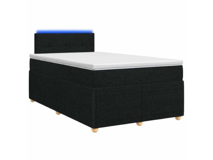 KTHLBRH Boxspringbett mit Matratze schwarz 120 x 190 cm Stoff Verstellbares Kopfteil, Taschenfedern, Holzrahmen, mehrfarbige USB-LEDs, abnehmbare Bezüge