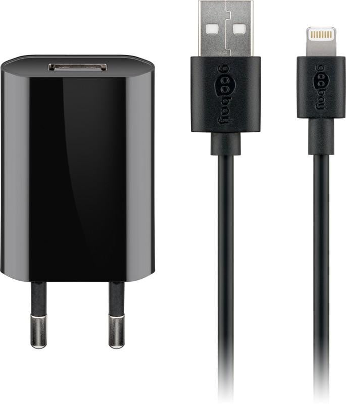 Goobay 44994 Apple Lightning Laadset 5 W, zwart, 1 m