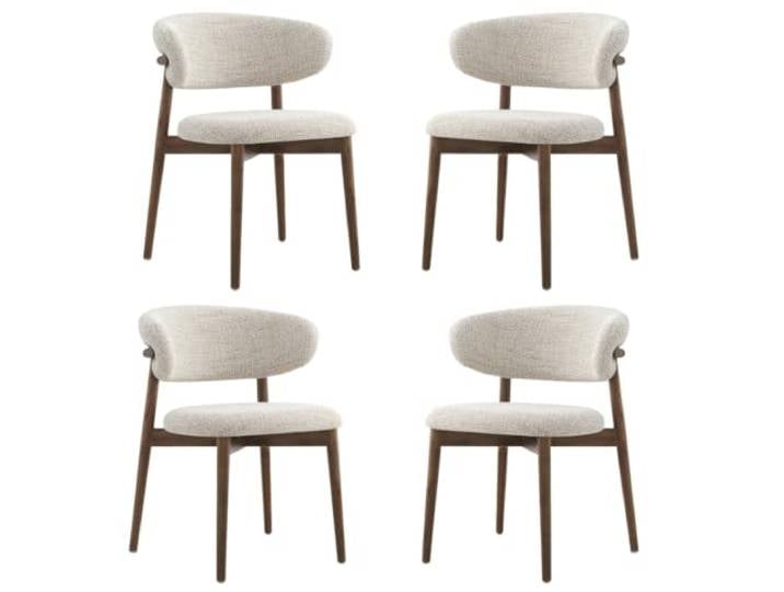 AKPHBKFG Esszimmerstühle im Mid-Century-Modern-Stil, 2er-Set, lässiger Sofasessel, geschwungene Rückenlehne, Leinenbezug, für Zuhause oder Café 4 PCS