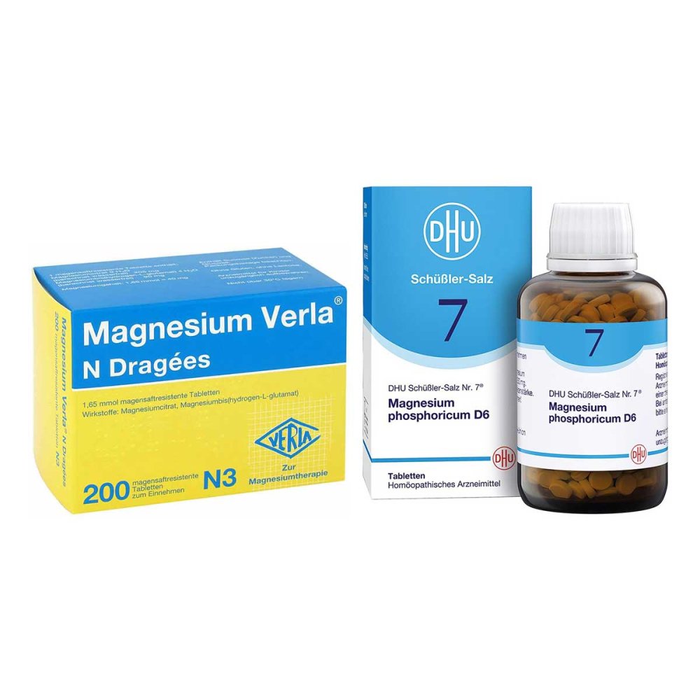 Magnesium Verla N Dragees + DHU Schüßler-Salz Nummer 7 (900stk) 08105235