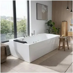 HOME DELUXE Whirlpool Badewanne mit ergonomischer Form BAKAL - Weiß
